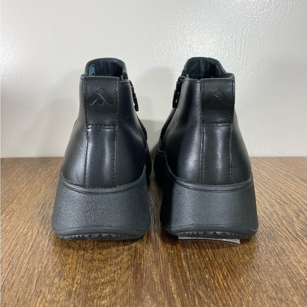 New FitFlop F-Mode Leather Platform Zip Ankle Boot Women’s Size 8.5 Black - Picture 4 of 9